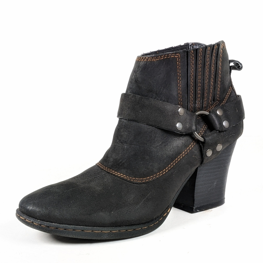 boc Born Concept Harness Black Leather Ankle Booties Size 8.5